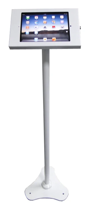Free-standing floor kiosk stand holding a tablet
